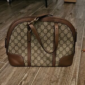 Gucci Brown and Tan Monogram Shoulder Bag